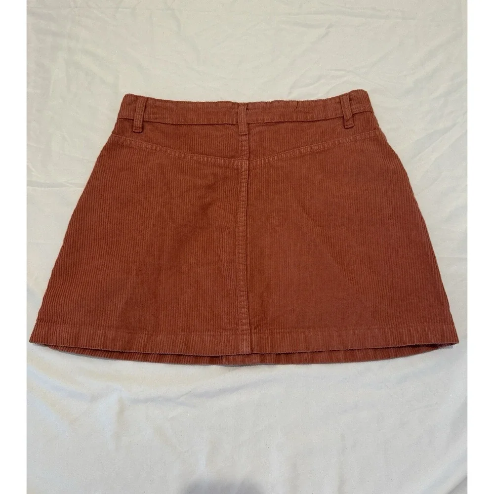 Free People Womens Sz 0/4 Corduroy Mini‎ Skirt Orange70s Retro Cottagecore Indie